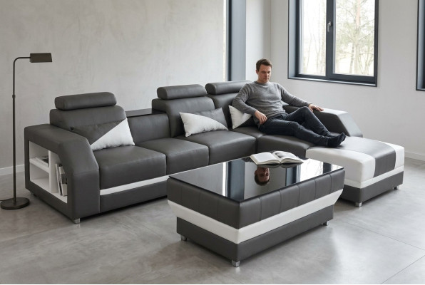 Skóra Narożnik Sofa Kanapa Ustawić Narożnik Sofy Kanapy Podkładka Żywy krajobraz