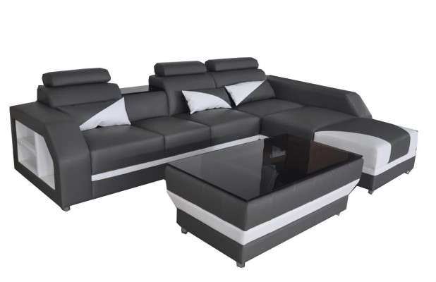 Skóra Narożnik Sofa Kanapa Podkładka Kanapy Sofy Żywy krajobraz Luksus Ustawić +Tabela