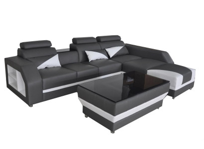 Skóra Narożnik Sofa Kanapa Podkładka Kanapy Sofy Żywy krajobraz Luksus Ustawić +Tabela