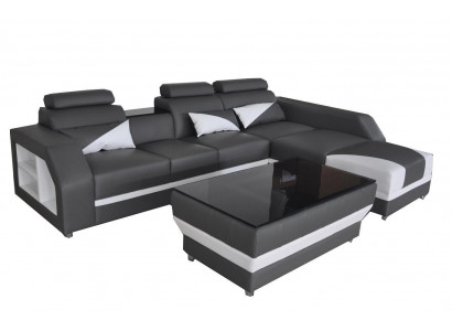 Skóra Narożnik Sofa Kanapa Podkładka Kanapy Sofy Żywy krajobraz Luksus Ustawić +Tabela