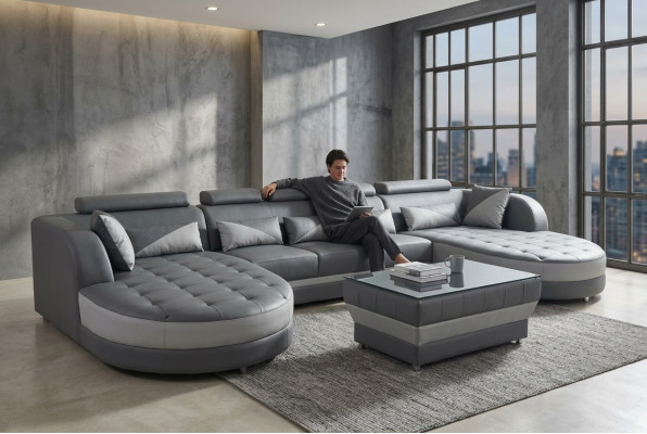 Skóra Sofa Modern Couch Podkładka Design Żywy krajobraz + Tabela