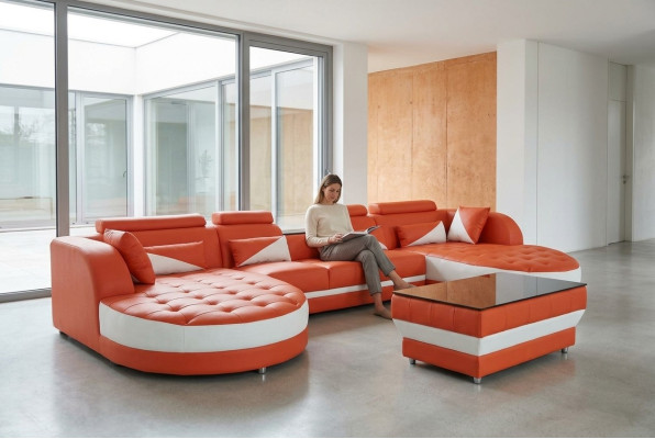 Skóra Narożnik Sofa Narożnik Żywy krajobraz Ustaw Design Modern Couch Sofy UForm G8018