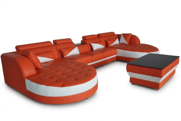 Skóra Narożnik Sofa Narożnik Żywy krajobraz Ustaw Design Modern Couch Sofy UForm G8018