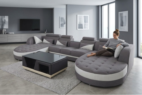 Narożnik Sofa Podkładka Kanapa Siedziba Ustawić Modern U Shape Żywy krajobraz Narożnik Skóra