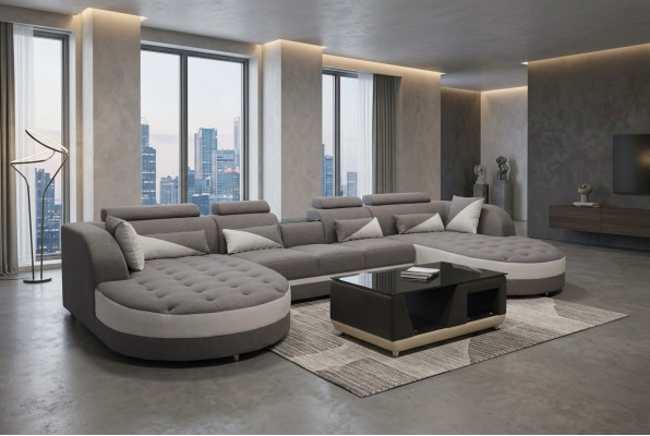 Narożnik Sofa Podkładka Kanapa Siedziba Ustawić Modern U Shape Żywy krajobraz Narożnik Skóra
