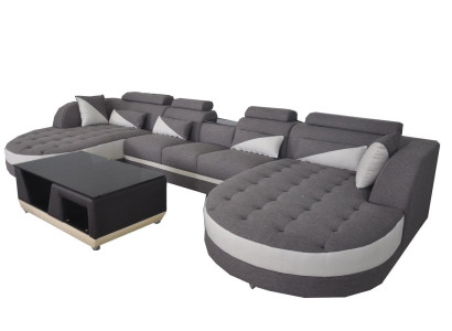Skóra Sofa Nowoczesna kanapa Podkładka Żywy krajobraz + Tabela Kanapy Siedziba Narożnik Design