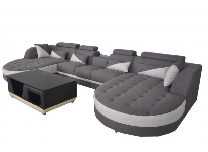 Skóra Sofa Nowoczesna kanapa Podkładka Żywy krajobraz + Tabela Kanapy Siedziba Narożnik Design