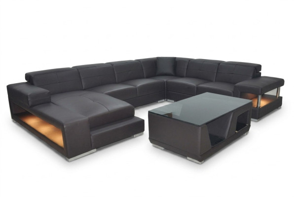 Skórzana sofa Narożnik Żywy krajobraz Ustawić Design Modern Narożnikowa kanapa Sofa Kształt U G8017