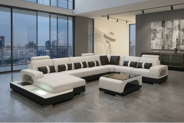 Skóra Sofa Nowoczesna kanapa Podkładka Żywy krajobraz XXL Duże kanapy Narożnik Siedziba Design