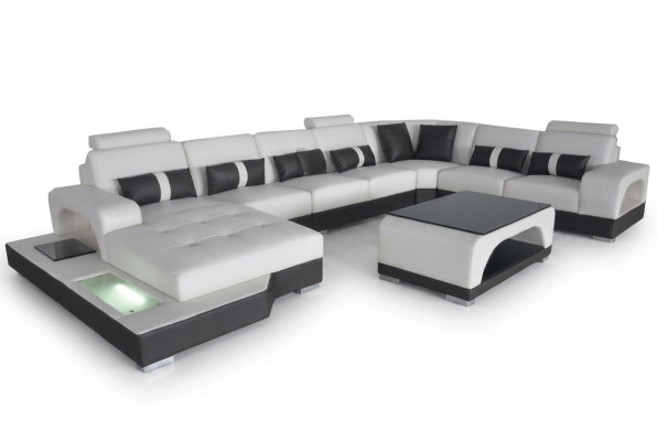 Skóra Sofa Nowoczesna kanapa Podkładka Żywy krajobraz XXL Duże kanapy Narożnik Siedziba Design