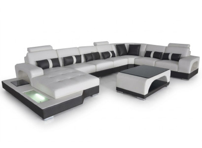 Skóra Sofa Nowoczesna kanapa Podkładka Żywy krajobraz XXL Duże kanapy Narożnik Siedziba Design