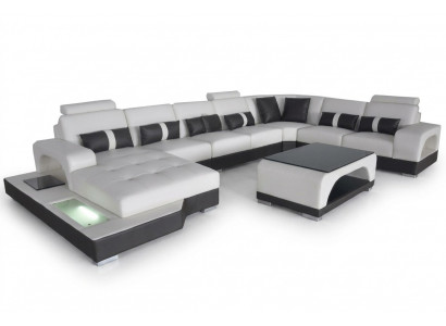 Skóra Sofa Nowoczesna kanapa Podkładka Żywy krajobraz XXL Duże kanapy Narożnik Siedziba Design