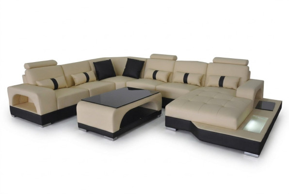 Skóra Sofa Nowoczesna kanapa Podkładka Design Żywy krajobraz + Tabela Narożnik Kanapy Siedziba