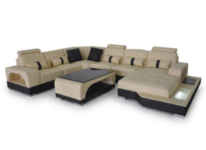 Skóra Sofa Nowoczesna kanapa Podkładka Design Żywy krajobraz + Tabela Narożnik Kanapy Siedziba