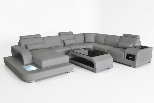 Skórzana sofa Żywy krajobraz Ustaw Design Modern Narożnikowa kanapa Sofa Kształt U G8013+Tabela