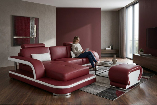 Skóra Narożnik Sofa Ustawić Sofy Kanapy Podkładka Żywy krajobraz Luksusowa kanapa Narożnik