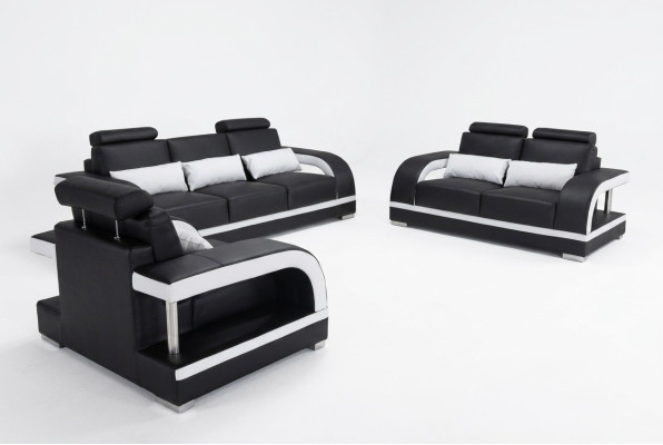 3+2+1 Ustaw Skóra Sofa Kanapa Sofy Sofy Żywy krajobraz Luksus