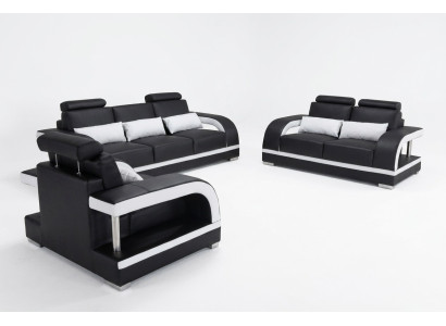 3+2+1 Ustaw Skóra Sofa Kanapa Sofy Sofy Żywy krajobraz Luksus