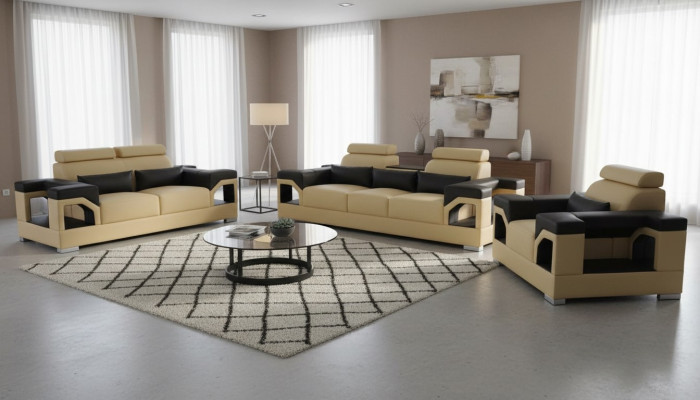 3+2+1 Ustawić Skóra Sofa Kanapa Podkładka Kanapy Sofy Żywy krajobraz