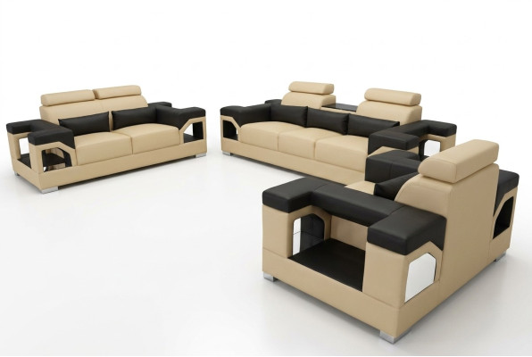 3+2+1 Ustawić Skóra Sofa Kanapa Podkładka Kanapy Sofy Żywy krajobraz