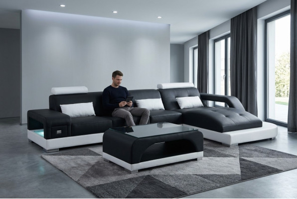 Skóra Narożnik Sofa Kanapa Żywy krajobraz Luksusowy Ustaw Narożnik Sofy Kanapy