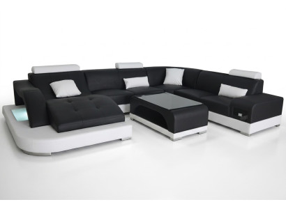 Skóra Sofa Nowoczesna Siedziba Couch Podkładka Design Narożnik Żywy krajobraz + Tabela Couches