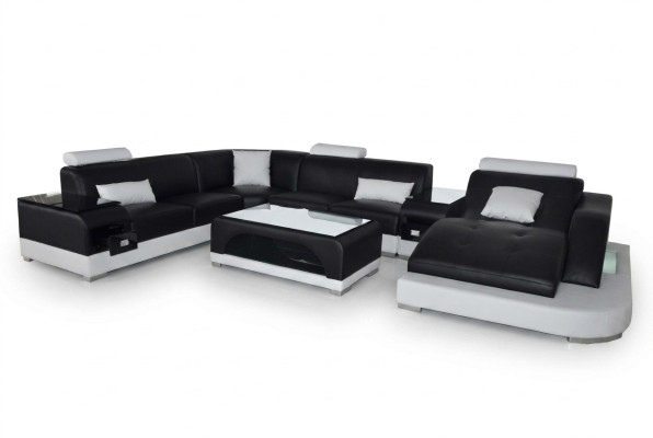 Skóra Sofa Modern Siedziba Couch Design Podkładka Narożnik Kanapy Żywy krajobraz + Tabela