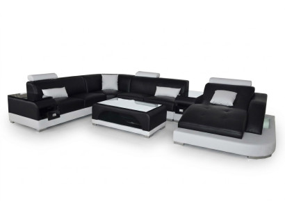 Skóra Sofa Modern Siedziba Couch Design Podkładka Narożnik Kanapy Żywy krajobraz + Tabela