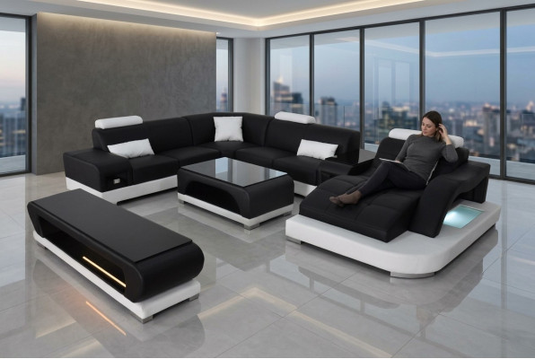 Sofa Couch Podkładka Siedziba Narożnik Nowoczesne kanapy U Shape Żywy krajobraz Ustawić New