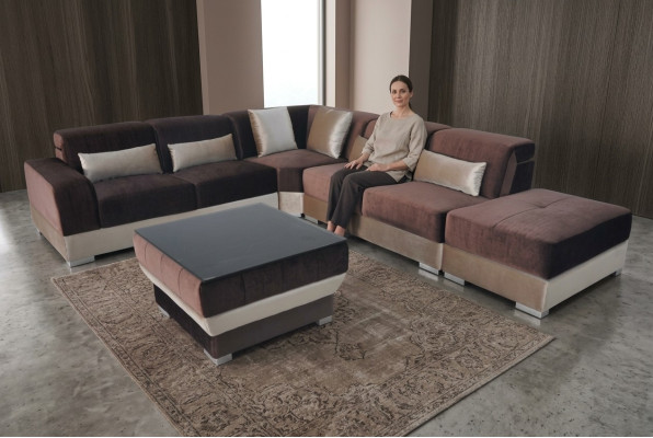 Skóra Narożnik Sofa Kanapa Podkładka Kanapy Żywy krajobraz Luksus Ustawić Narożnik Sofy