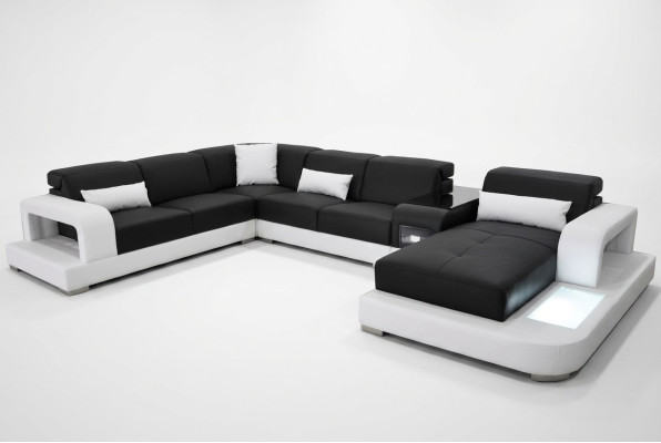 Skóra Narożnik Sofa Narożnik Żywy krajobraz Ustaw Design Modern Couch Sofy UForm G8006