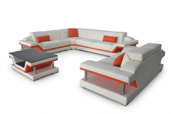 Skóra Sofa Modern Couch Żywy krajobraz 2 miejsce siedzące Kanapy Siedziba Narożnik Tabela