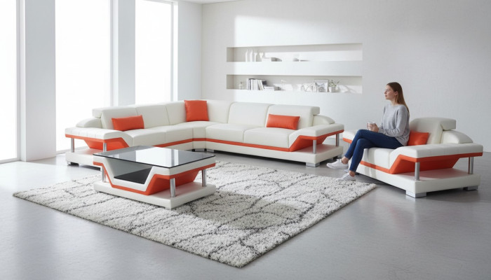 Narożnik Sofa Podkładka Kanapa Siedziba Narożnik Skóra Ustawić Żywy krajobraz Modern