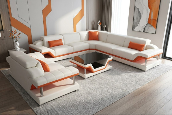 Narożnik Sofa Podkładka Kanapa Siedziba Narożnik Skóra Ustawić Żywy krajobraz Modern