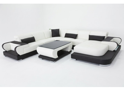 Living Couch Skóra Sofa Landscape Podkładka Ustawić Narożnik Sofy Siedziba Obcios Nowy
