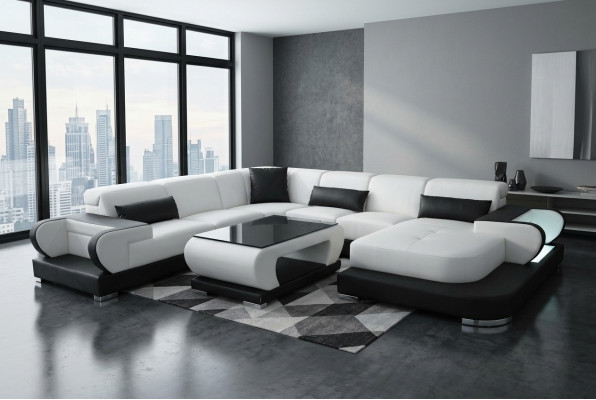 Kanapa Narożnikowa kanapa Skóra Żywy krajobraz Ustaw Design Nowoczesna Sofa UForm G8002+Tabela
