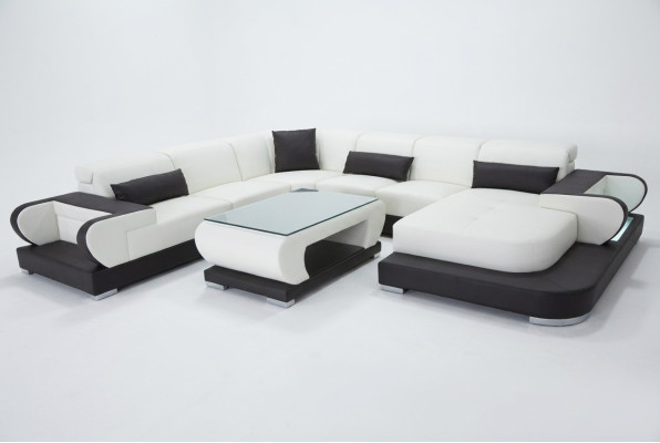 Kanapa Narożnikowa kanapa Skóra Żywy krajobraz Ustaw Design Nowoczesna Sofa UForm G8002+Tabela