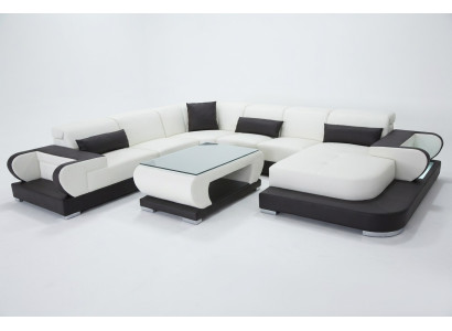 Kanapa Narożnikowa kanapa Skóra Żywy krajobraz Ustaw Design Nowoczesna Sofa UForm G8002+Tabela