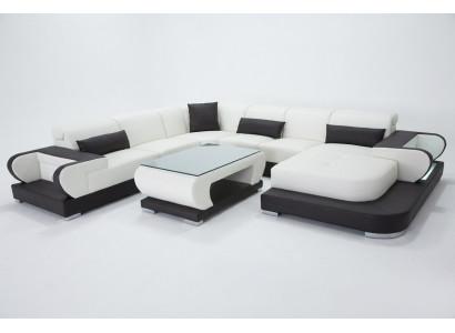 Kanapa Narożnikowa kanapa Skóra Żywy krajobraz Ustaw Design Nowoczesna Sofa UForm G8002+Tabela