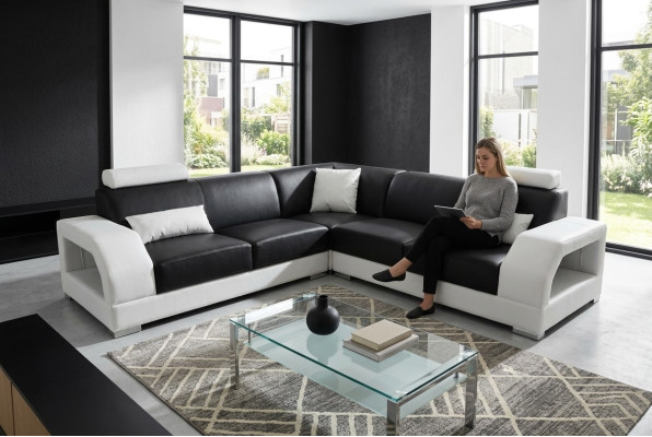 Kanapa XXL Narożnikowa kanapa Skóra Żywy krajobraz Ustawić Design Nowoczesna sofa w kształcie litery L G8001B