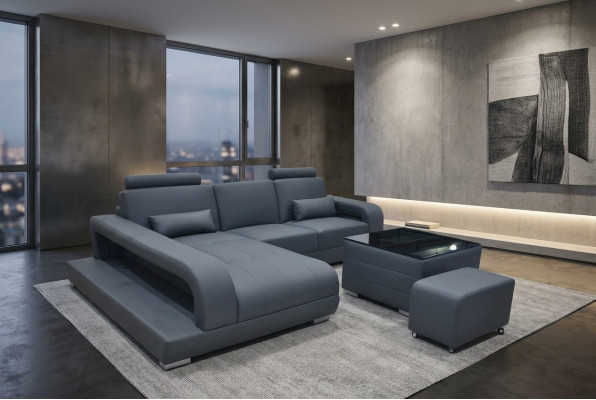 Kanapa XXL Narożnikowa kanapa Skóra Żywy krajobraz Ustawić Design Nowoczesna sofa w kształcie litery L F3017C