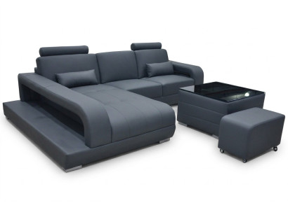 XXL Kanapa Skóra Żywy krajobraz Ustawić Design Nowoczesna sofa w kształcie litery L F3017C + Tabela