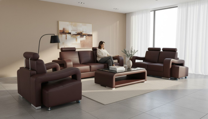 Living Skóra Sofa Krajobrazowa Kanapa Ustawić Narożnik Sofy Siedziba Obcios Nowa Podkładka