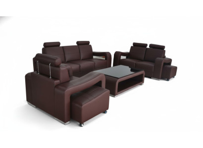 3+2+1 Ustawić Skóra Sofa Kanapa Podkładka Kanapy Sofy Luksus Nowy Żywy krajobraz