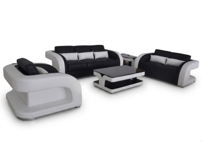 Kanapa XXL Skóra Żywy krajobraz Ustawić Design Nowoczesna Sofa Obcios 3+2+1 Nowość