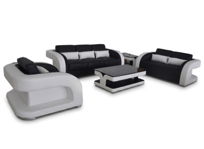 XXL Skóra Żywy krajobraz Ustawić Design Modern Zestaw sofowy 3+2+1 F3002C+Tabela