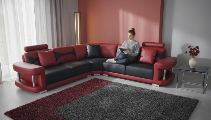 Skóra Modern XXL Couch Żywy krajobraz Skórzana sofa Zestaw sofowy Sofa L-Shape F3001B