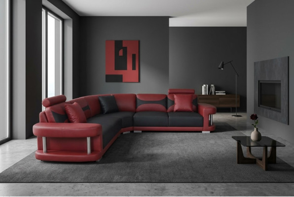 Skóra Modern XXL Couch Żywy krajobraz Skórzana sofa Zestaw sofowy Sofa L-Shape F3001B