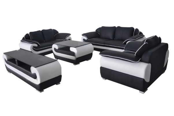 Skóra Modern XXL Couch Żywy krajobraz Sofa skórzana Sofa Ustawić 3+2+1 D04 + Tabela