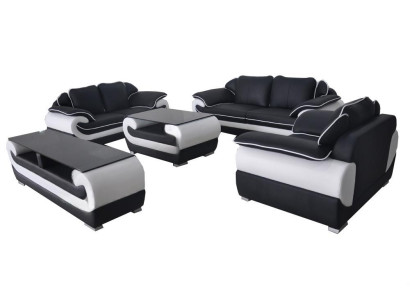 Skóra Modern XXL Couch Żywy krajobraz Sofa skórzana Sofa Ustawić 3+2+1 D04 + Tabela